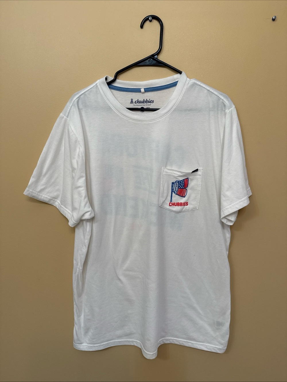 chubbies White Short-Sleeve Pocket Tee with Flag Patch